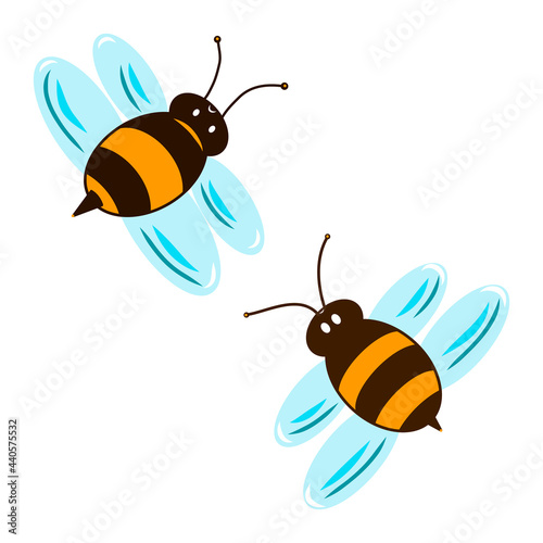 Bee icons. Honey producers. Insect theme. White background. Element. Symbol. Colorful graphic sketch. Idea for decors, logo, covers, holidays, gifts, art, patterns. Isolated vector.