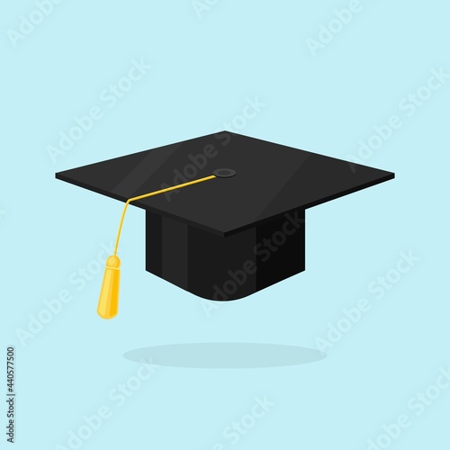 University graduation cap. Student hat for academy. Degree in education. Vector illustration