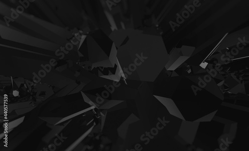 Abstract geometric polygonal triangular background, 3D Low Poly Dark Background