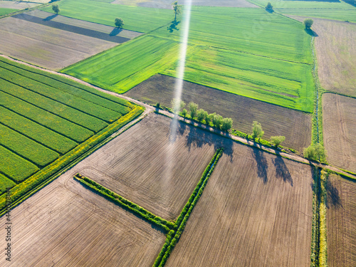 Colorful Agriculture Crop Fields. Aerial Drone View © marcin jucha