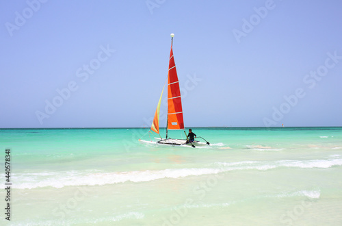 Sailboat on the beach Varadero. Cuba