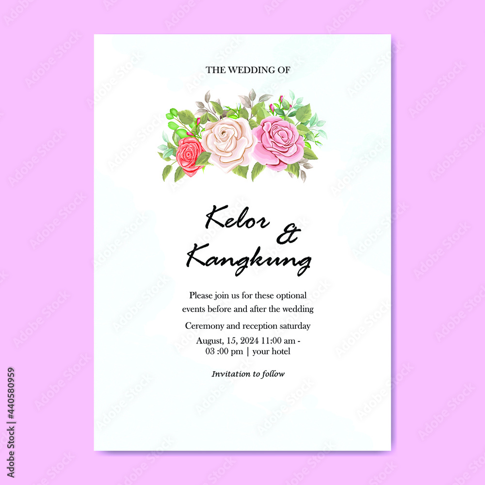 beautiful wedding invitation with flower