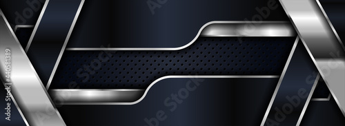 Abstract Futuristic Navy Background Combined with Silver Element.