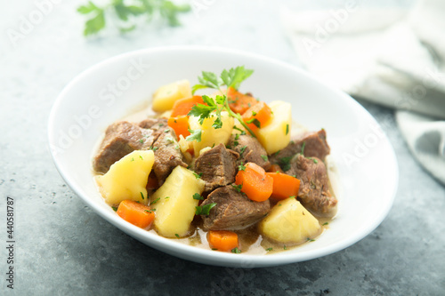Traditional homemade meat stew with vegetables