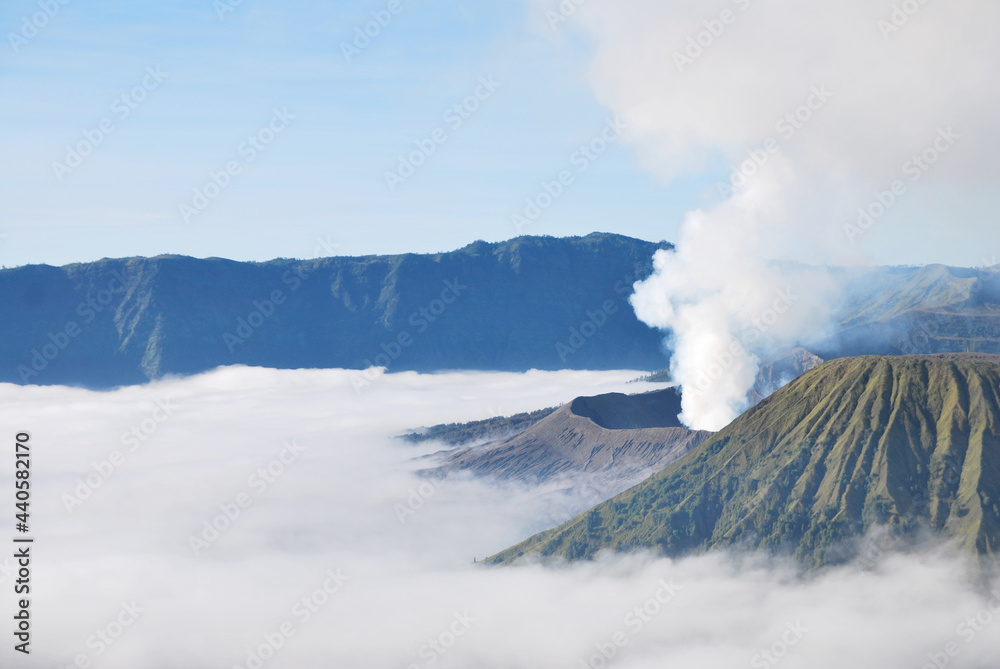 Edge of the volcano at Mount Bromo is an active volcano and part of the Tengger massif, in East Java, Indonesia. The volcano belongs to the Bromo Tengger Semeru National Park.hikes to epic mountains