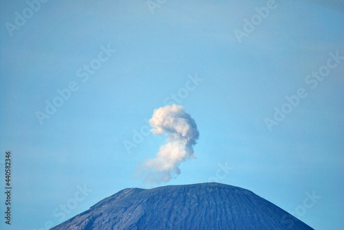 Volcanic fumes at  Bromo Tengger Semeru National Park is an active volcano and part of the Tengger massif  in East Java  Indonesia. Travel southeast asia natural