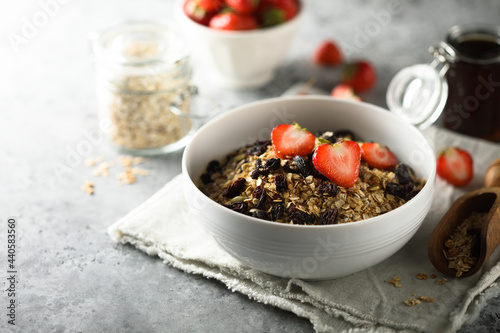 Healthy homemade granola with berries 