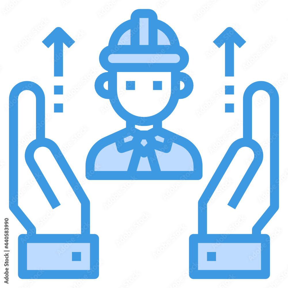 Obraz premium Engineer blue outline icon