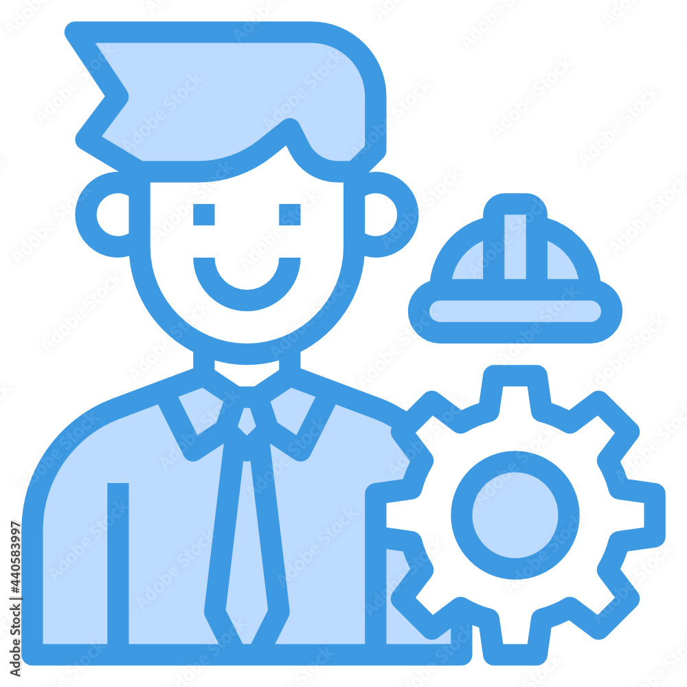 Engineer blue outline icon