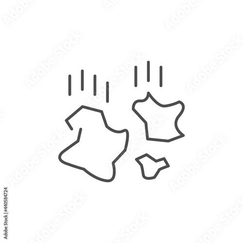 Crumpled paper line outline icon isolated on white