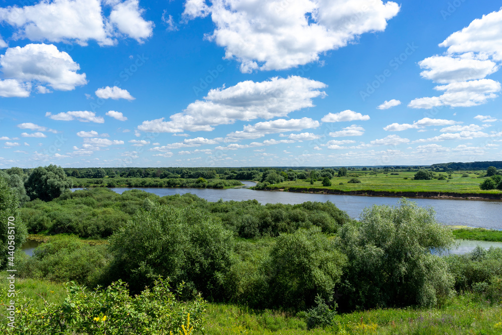 Wide floodplain of the Dnieper River in the Zhlobin region, Belarus