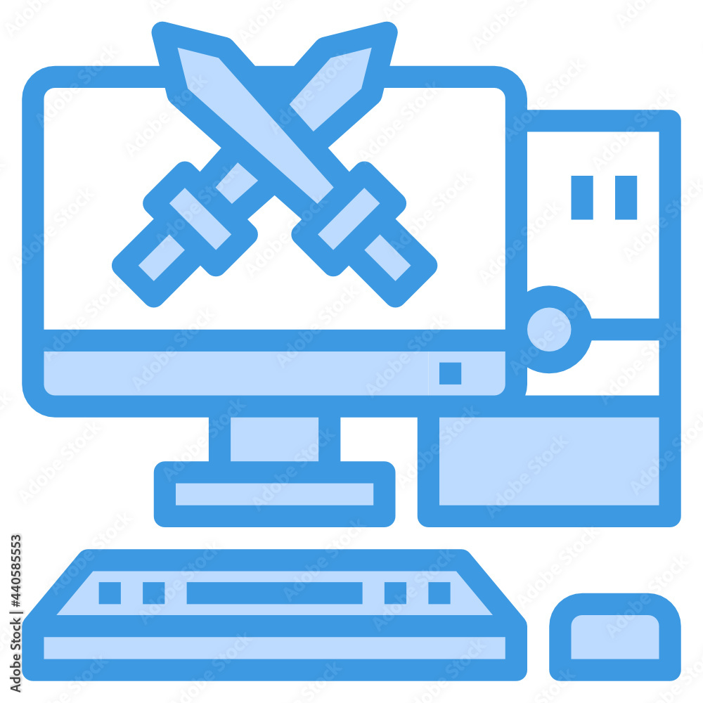 Obraz premium Computer Game blue outline icon