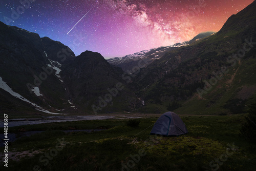 Starry Night in the mountain, tent, trekking, wild life