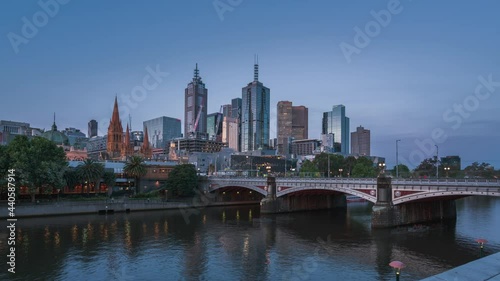 time lapse of sunset, Yarra River, Melbourne, Victoria, Australia