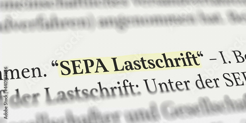 SEPA Lastschrift im Buch mit Textmarker markiert