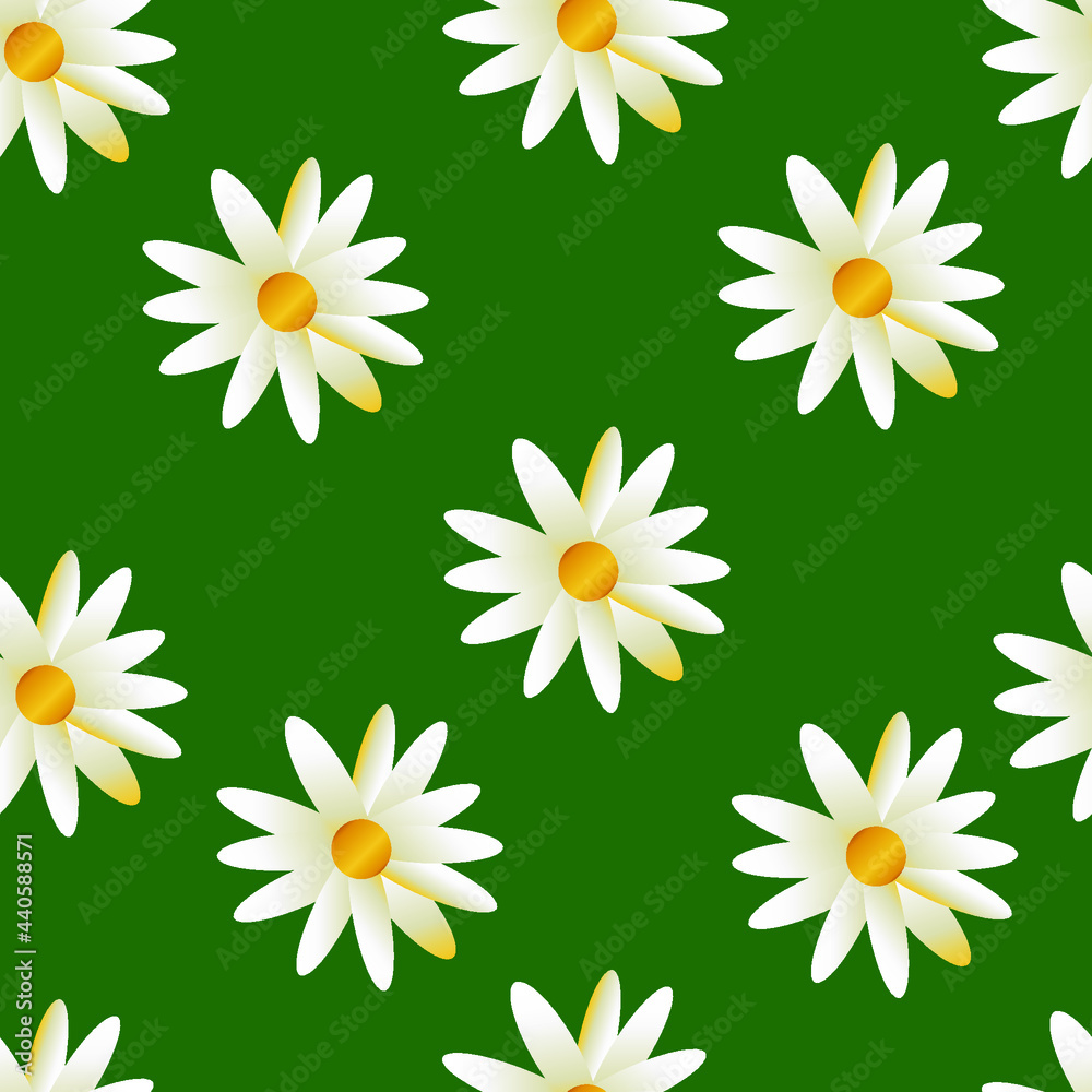seamless pattern white chamomile on a green background seamless pattern white chamomile on a green background