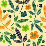 Floral Seamless Pattern With Lovely Flowers And Leaves. Colorful Fashion Print. Hand Drawn Vector Illustration, Great for Wedding Decoration, Greeting Cards, Scrapbooking, Invitation.