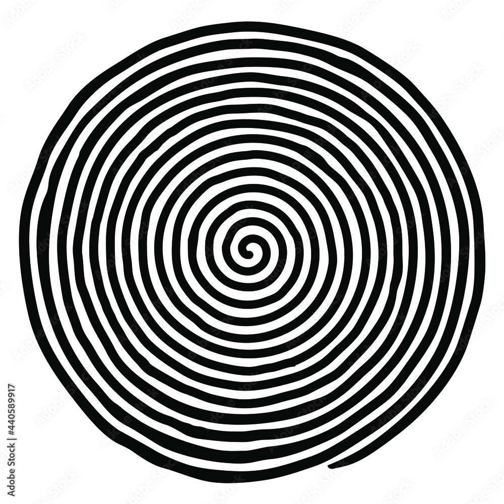 Irregular hand drawn spiral. Black and white flat vector drawing isolated on white background. EPS 8, version 3. Irregular hand drawn spiral. Black and white flat vector drawing isolated on white background. EPS 8, version 3.