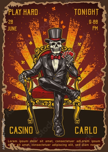 Casino games vintage colorful poster