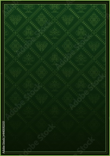 Green vintage playing card suits poster