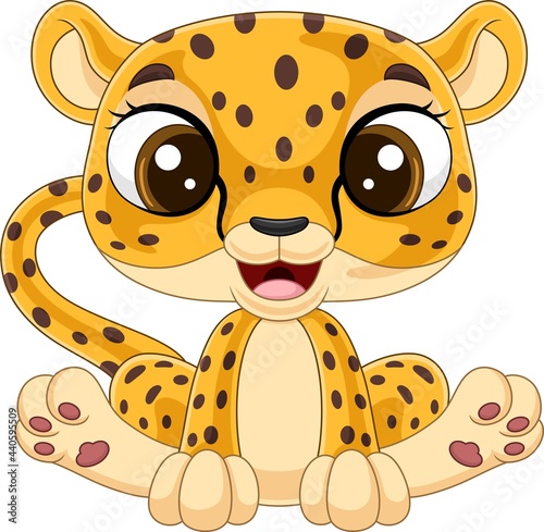 Cartoon cute baby leopard sitting