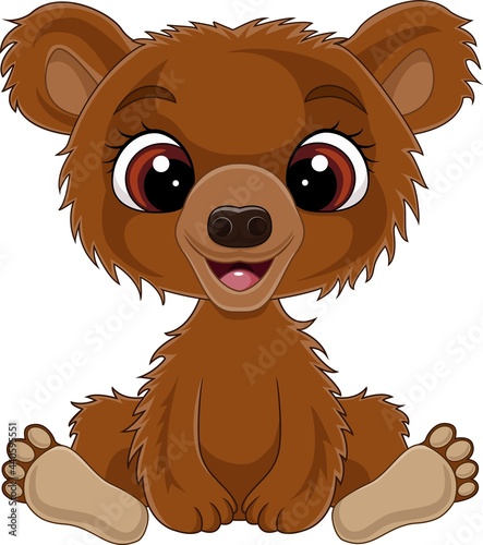 Cartoon funny baby bear sitting