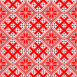 Bulgarian balkan national folklore embroidery style red and black slavic ornamental seamless vector pattern
