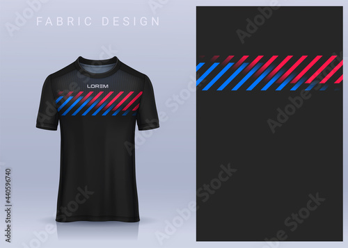 Fabric textile design for Sport t-shirt, Soccer jersey mockup for football club. uniform front view.