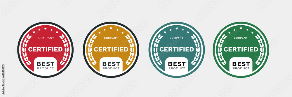 Obraz premium certified badge design for best product template. vector icon certification emblem in rounded.