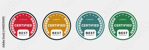 certified badge design for best product template. vector icon certification emblem in rounded.