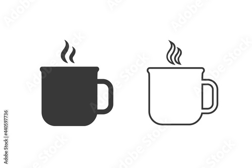Cup of tea icon set on white. Vector