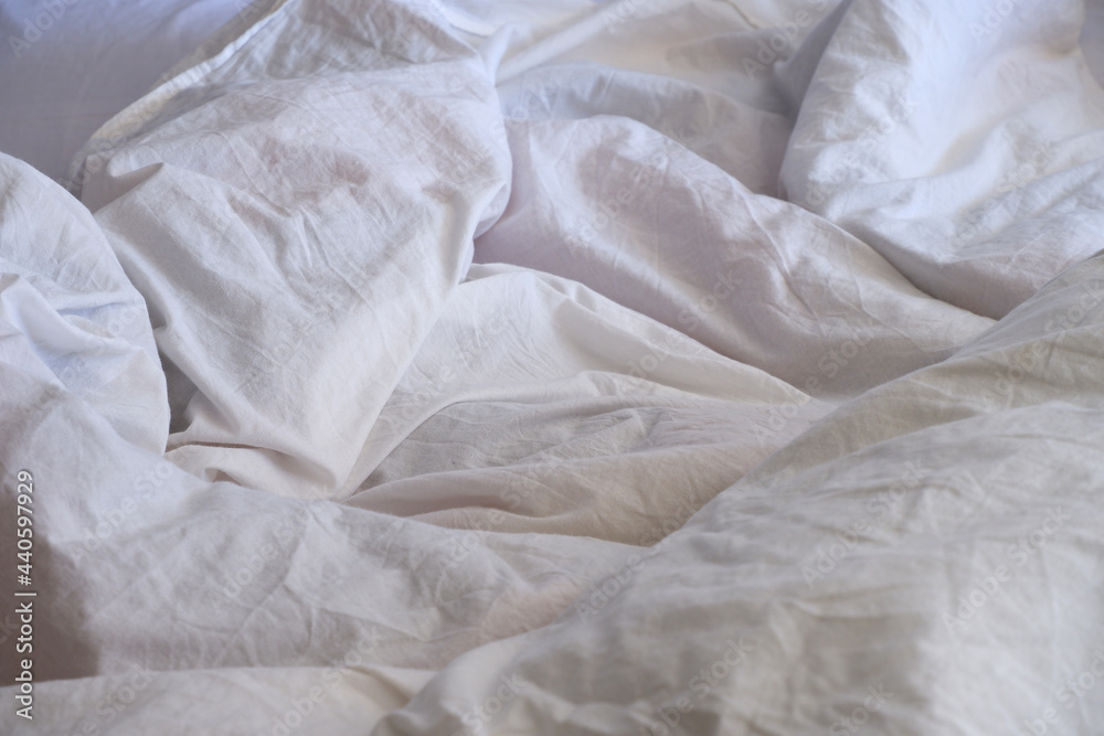 Obraz premium White linens. Blanket texture. Suitable for backgrounds.