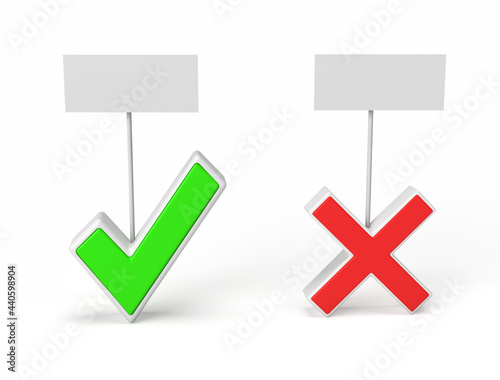 3D Check icon and and X Symbol