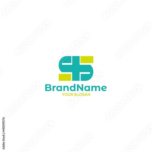 S Medical Plus Logo Design Vector