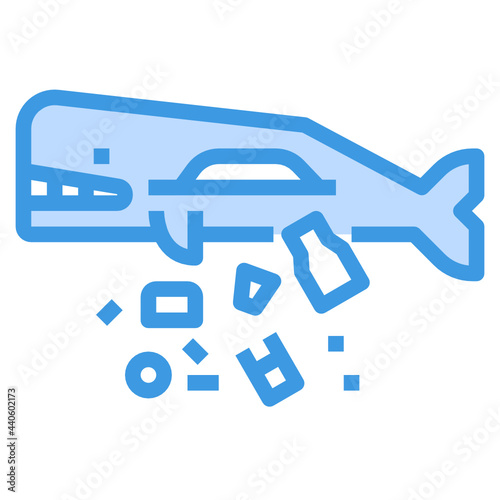 Whale blue outline icon