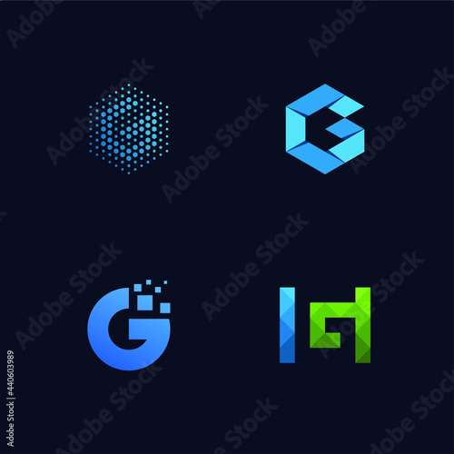 Set of letter G logo graphic design. icons for modern business technology.