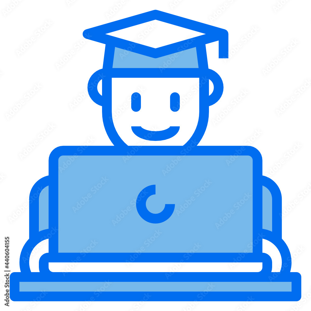 graduate blue line icon graduate blue line icon