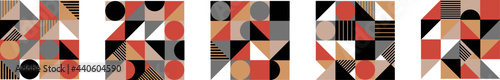 Abstract bauhaus colorful background. Modern geometric pattern design. Vector illustration creative set. Nordic style hipster retro wallpaper for design