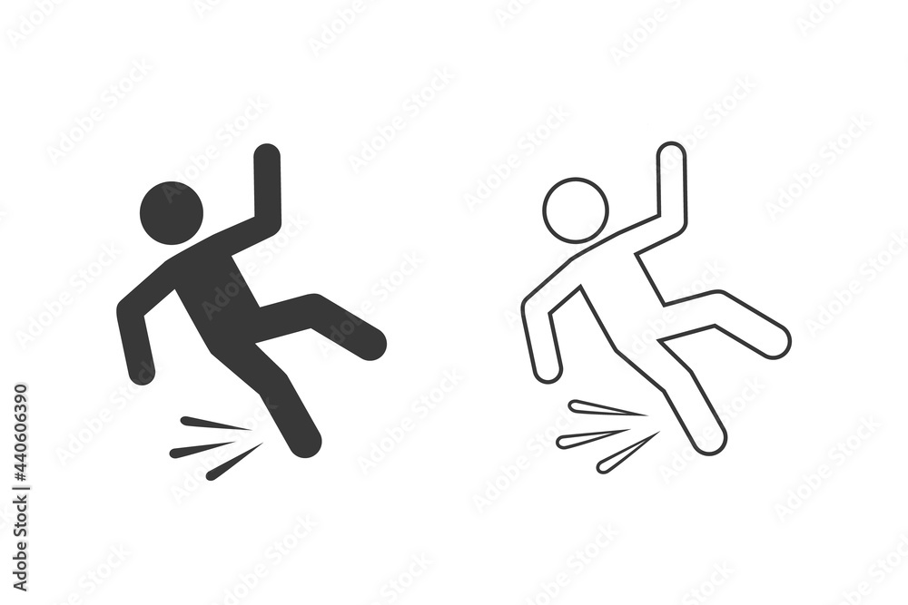 Fallen person vector icon set isolated on white background Fallen person vector icon set isolated on white background