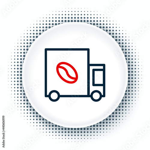 Line Coffee street truck machine icon isolated on white background. Delivery coffee. Colorful outline concept. Vector