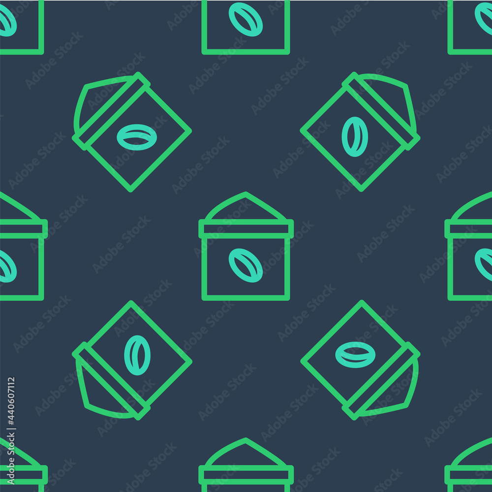 Line Bag of coffee beans icon isolated seamless pattern on blue background. Vector Line Bag of coffee beans icon isolated seamless pattern on blue background. Vector
