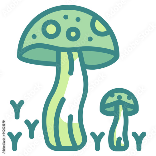 mushroom blue line icon