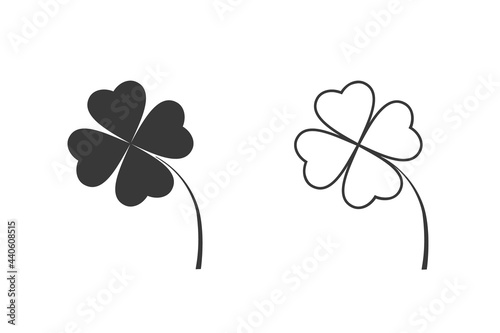 Leaf clover sign icon set. Saint Patrick symbol. Ecology concept. Flat design style. Vector