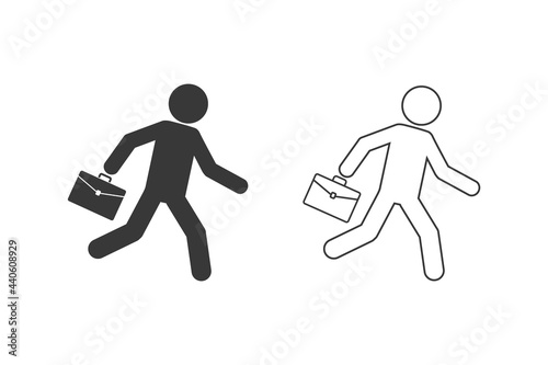 Business icon set vector illustration of a businessman running with briefcase, business, energetic, dynamic concept