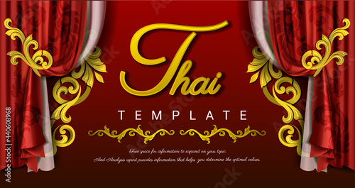 Luxury curtains background, Thai traditional concept The Arts of Thailan, Floral retro wallpaper with grunge effect. Seamless background. EPS 10 vector illustration.