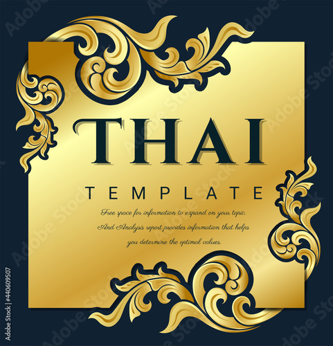 Decorative Thai traditional art frame for invitations, frames, menus, labels and websites. Elegant vector element Eastern style, place for text. Lace illustration for invitations and greeting cards