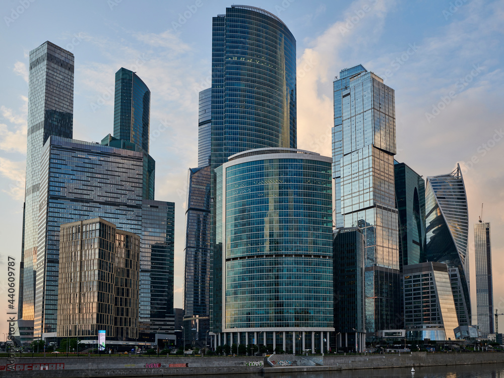 Moscow. Moscow City Business Center. View from the Taras Shevchenko embankment Moscow. Moscow City Business Center. View from the Taras Shevchenko embankment