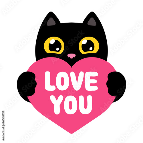 Cartoon Cat Love You Heart