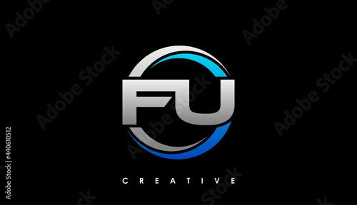 FU Letter Initial Logo Design Template Vector Illustration