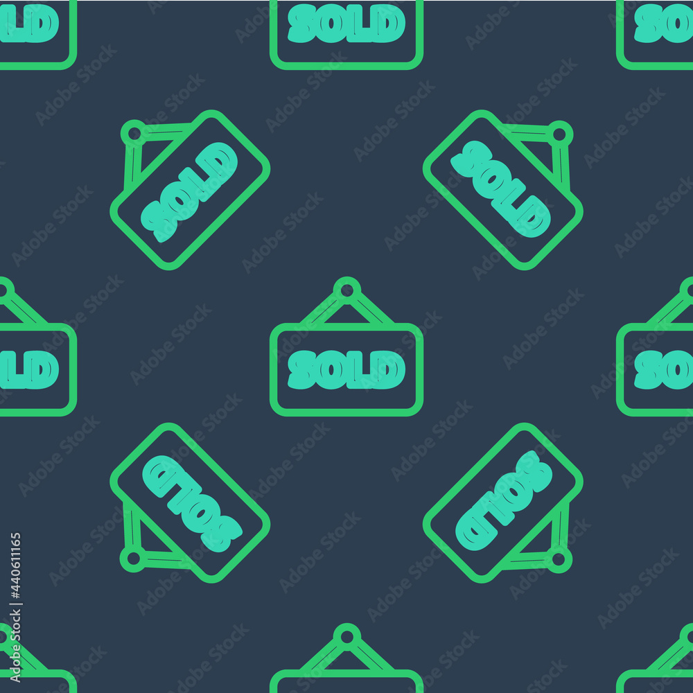 Line Hanging sign with text Sold icon isolated seamless pattern on blue background. Sold sticker. Sold signboard. Vector Line Hanging sign with text Sold icon isolated seamless pattern on blue background. Sold sticker. Sold signboard. Vector